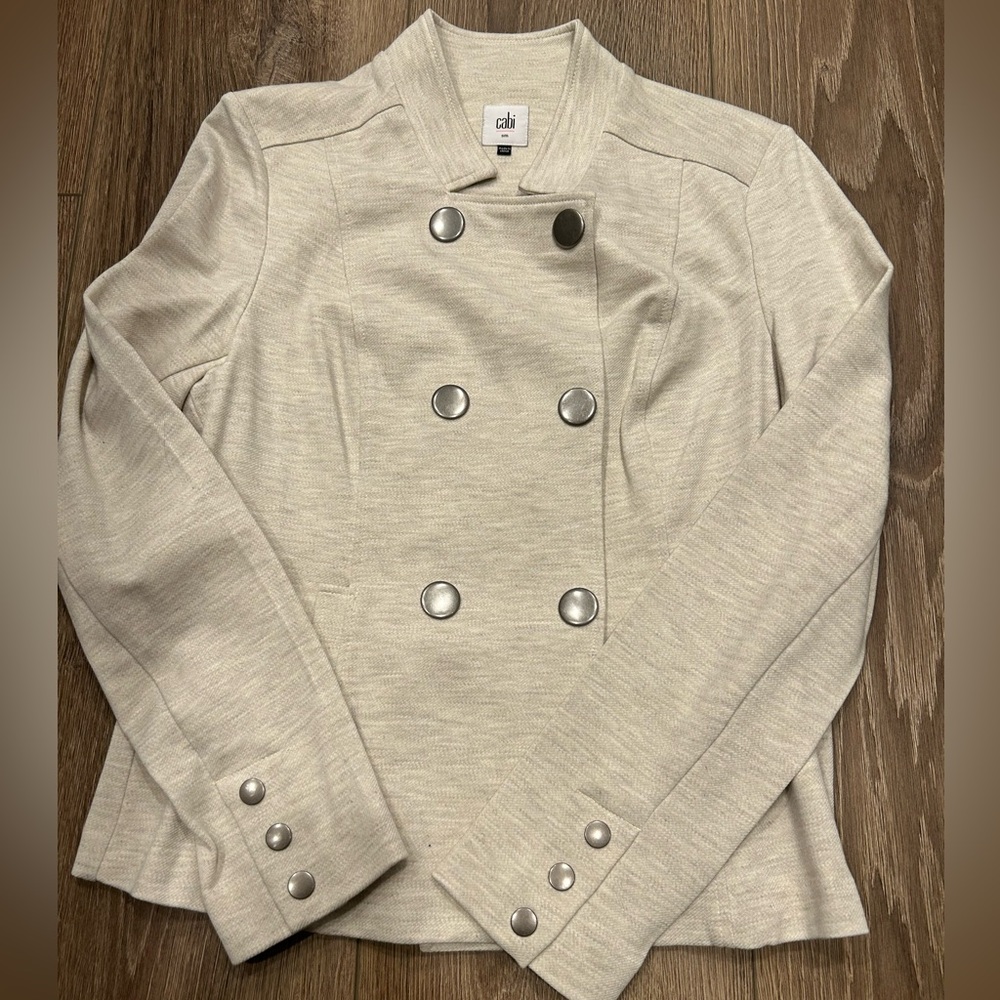 CAbi Women's Cream Double-Breasted Blazer